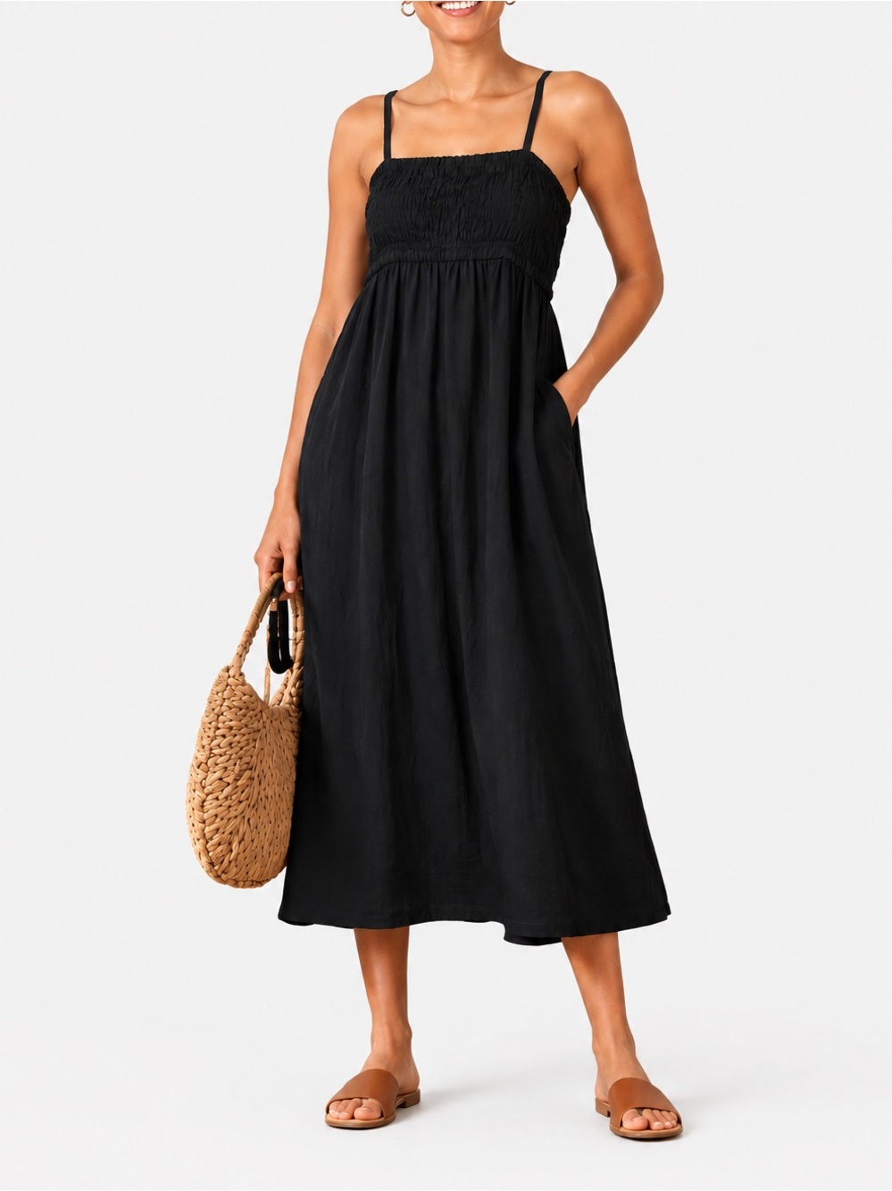 A New Day Black Sundress | Size Large | Spaghetti Strap